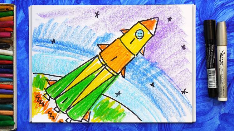 Как нарисовать Ракету, Урок рисования для детей