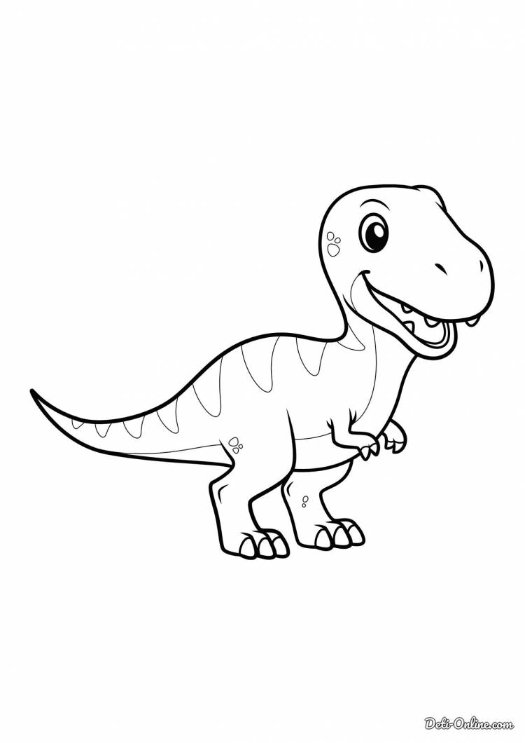 Раскраска Милый динозавр Ти-Рекс распечатать или скачать