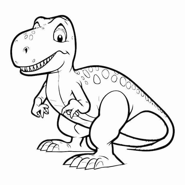 Милый динозавр trex для раскраски книги или страницы раскраски для детей векторный клипарт иллюстрация