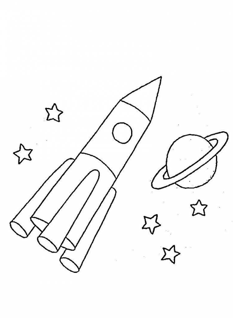 Раскраски ракета, Раскраска Ракета в космосе ракеты