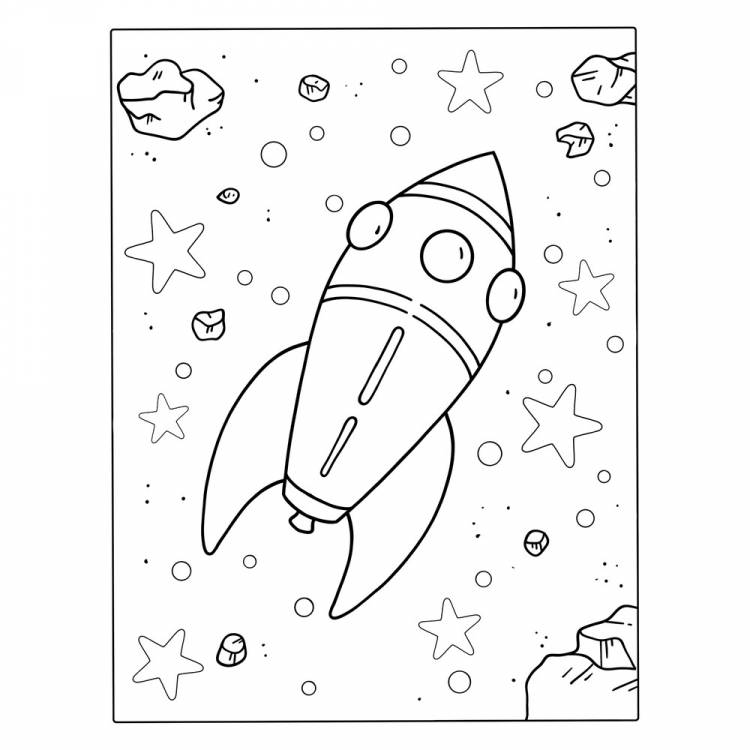 Раскраска Ракета для дошкольников распечатать или скачать