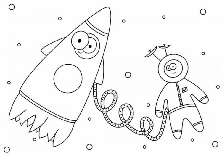 Раскраска Космонавт и ракета для детей