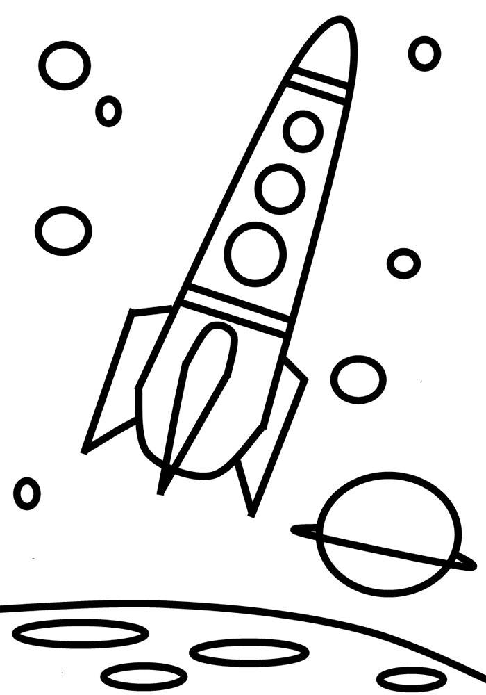 Раскраски Ракета для детей на день космонавтики