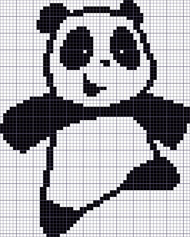 Рисунок панды по клеточкам для вязания 
