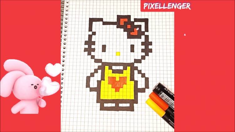Hello Kitty How to Draw Cat by Cells Easy Drawings Pixel Art
