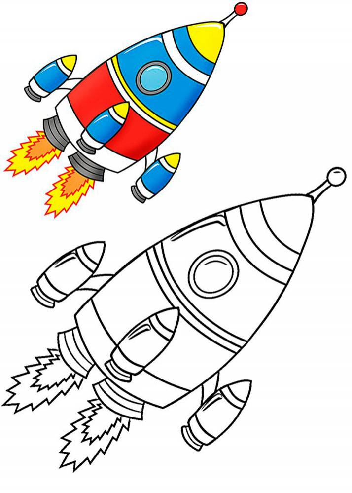 Раскраски Ракета для детей на день космонавтики