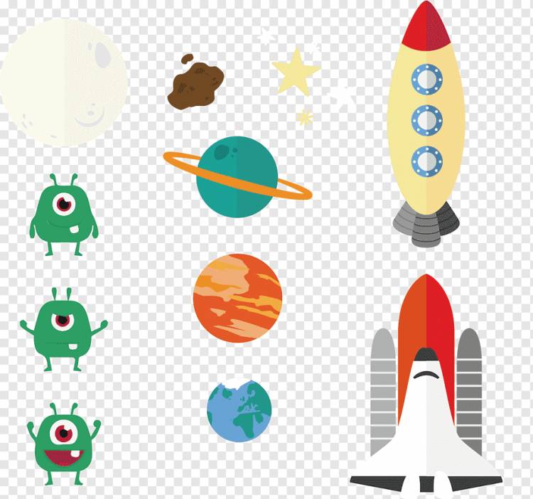 Ракета Мультяшный, рисованный мультяшный маленький монстр планеты ракета, Мультипликационный персонаж, рука, с днем ​​рождения Векторные изображения png