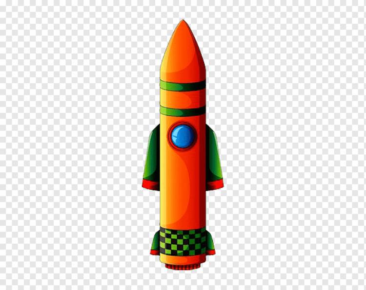Запуск ракеты Иллюстрация, Оранжевая мультяшная ракета, мультипликационный персонаж, космический корабль, оранжевый png