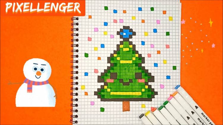 Как рисовать по клеточкам Новогоднюю Ёлку Простые рисунки Новый год Рождество How to Draw Pixel Art