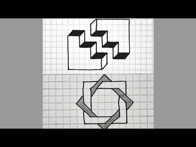 DRAWINGS ILLUSION BY CELLS IN A NOTEBOOK