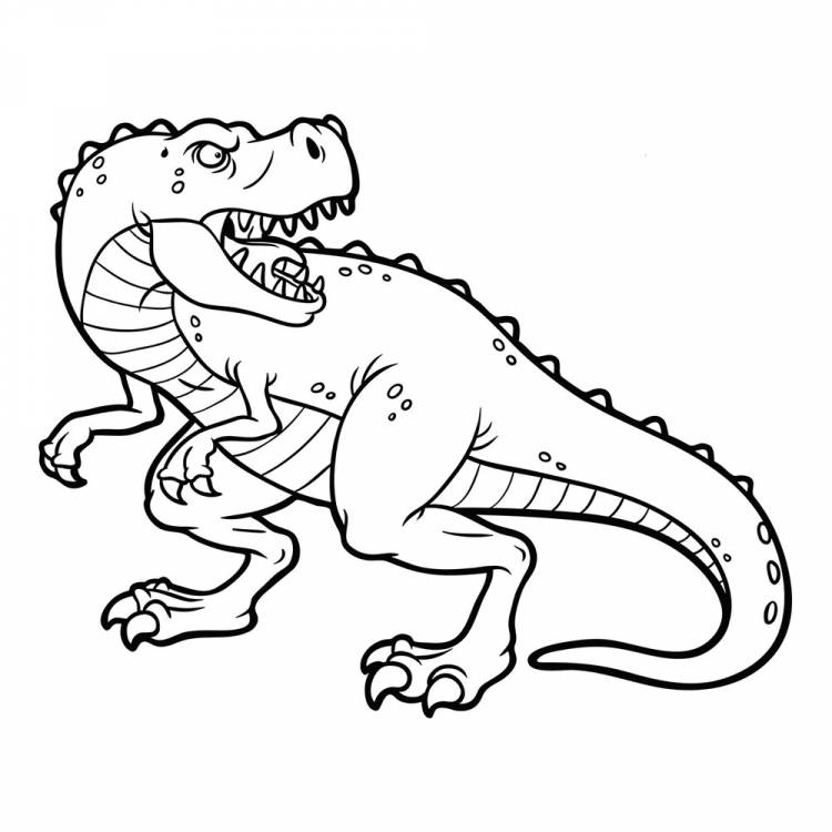 Раскраска Мультяшный Тиранозавр рычит распечатать или скачать