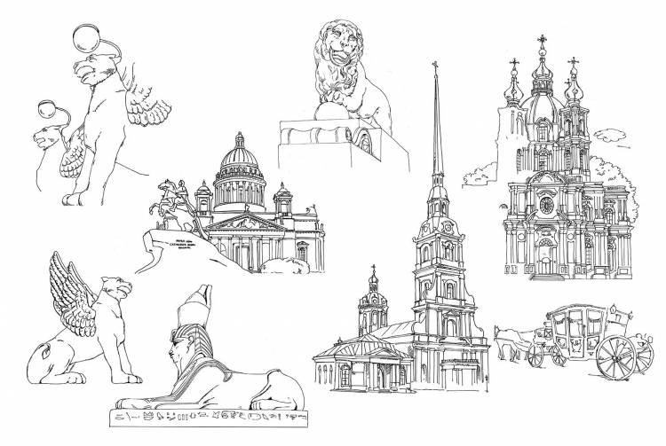Раскраски Достопримечательности санкт петербурга для детей 