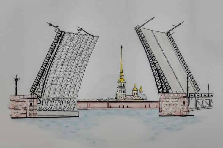 Развод мостов в санкт петербурге рисунок детский 