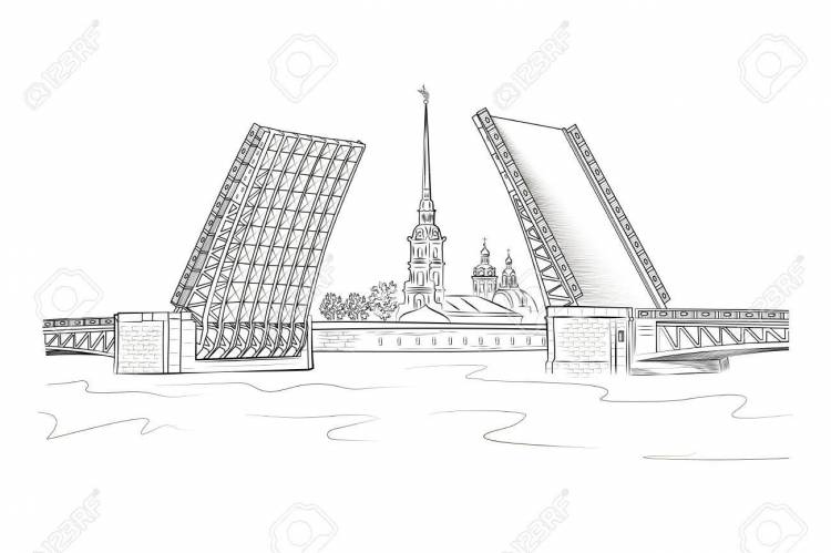 Раскраска разводные мосты петербурга
