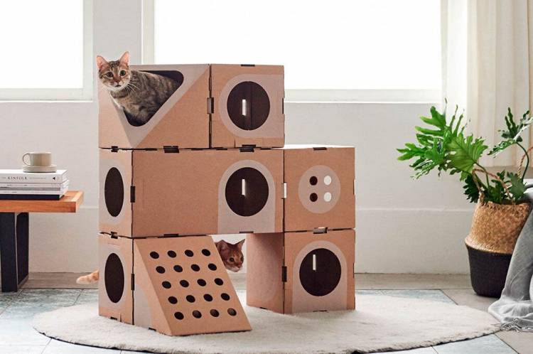 Домик для кошки из коробки своими руками