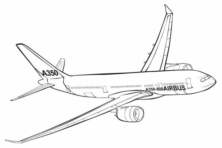 Раскраска Пассажирский самолет Airbus
