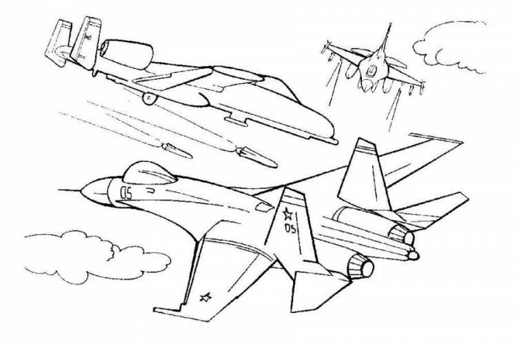 Война самолетов воздушный бой самолеты Раскраски для детей мальчиков