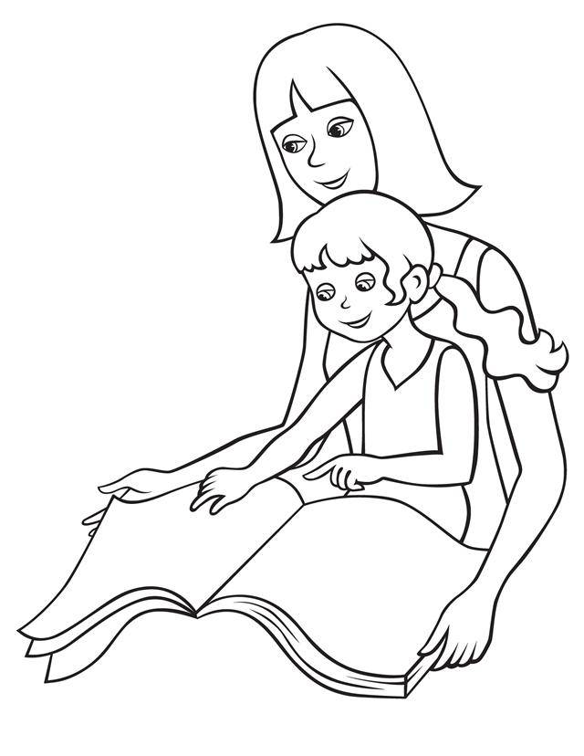 Раскраски Мама и дочка скачать и распечатать онлайн