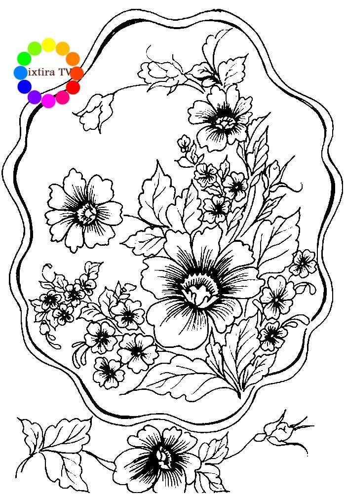 Раскраски для детей и взрослых хорошего качестваРаскраска Жостовский поднос с крупными цветами