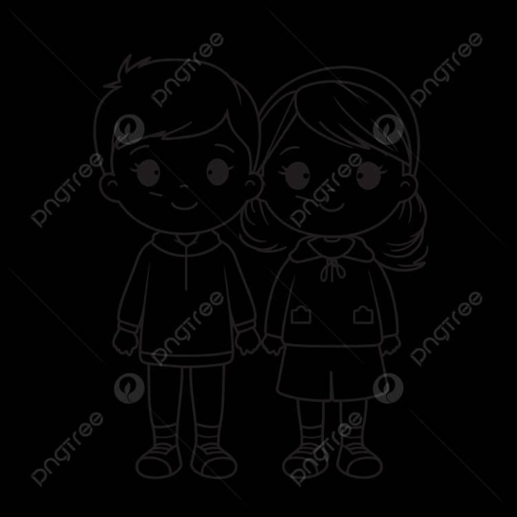 рисунок раскраски двух милых маленьких детей с милыми нарядами наброски эскиза рисунка вектор PNG , рисунок крыла, рисунок кольца, детский рисунок PNG картинки и пнг рисунок для бесплатной загрузки