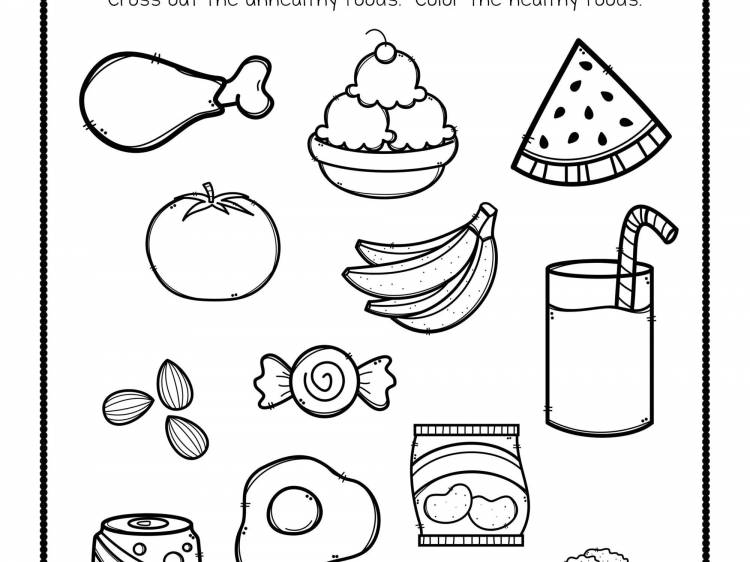 Раскраски Продукты питания для детей