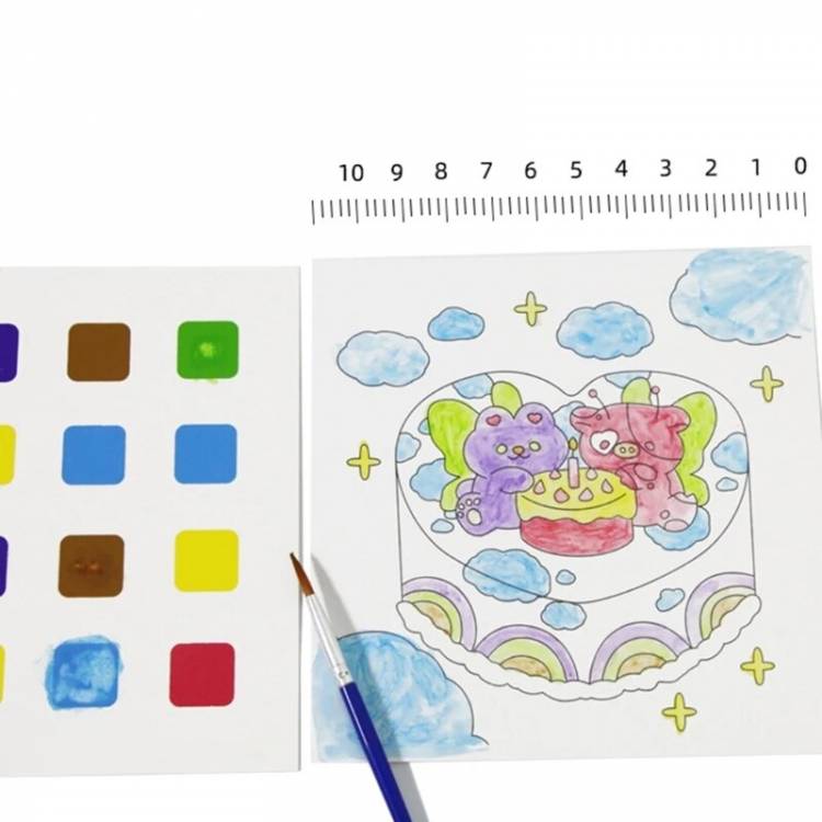 книжка-раскраска с акварельными красками для детей Карманный мультфильм Акварельная живопись HXBE
