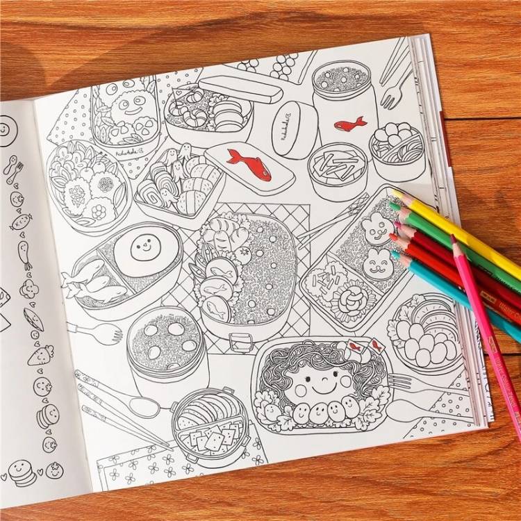 Книга-раскраска с изображением вкусной еды