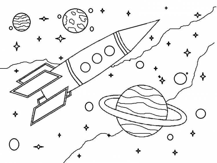 Раскраски Раскраска Ракета и планеты ракета, Раскраски космические корабли
