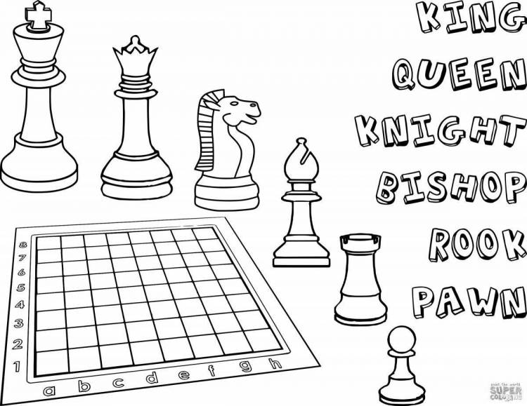 Раскраски Шахматные фигуры для детей 