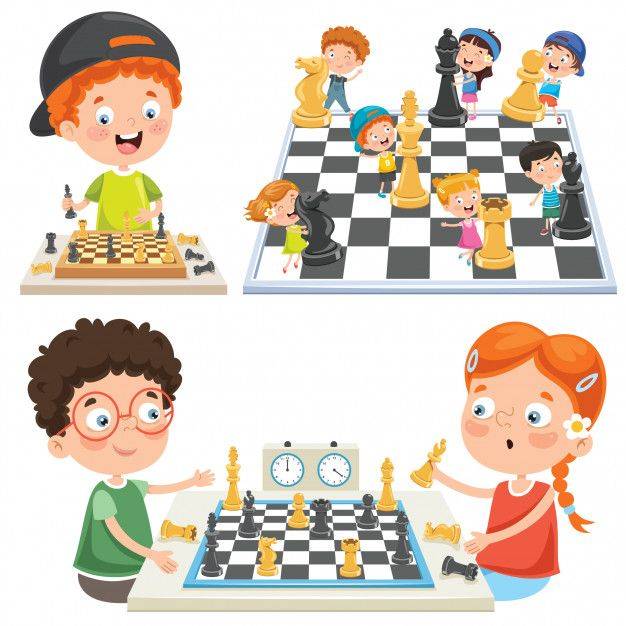 Коллекция детей, играющих в шахматы