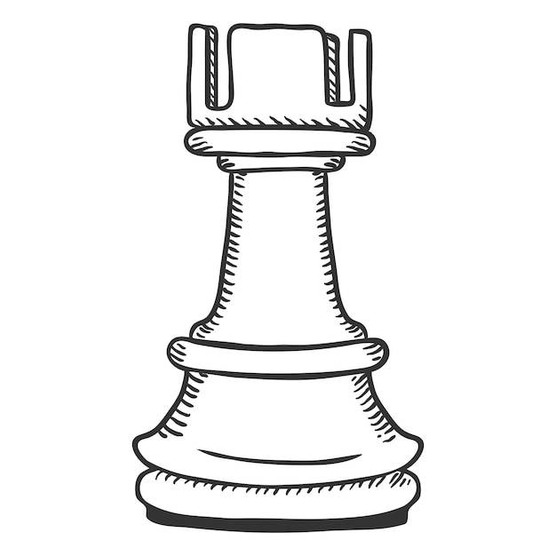 Вектор одноместный эскиз иллюстрации фигура шахматная ладья