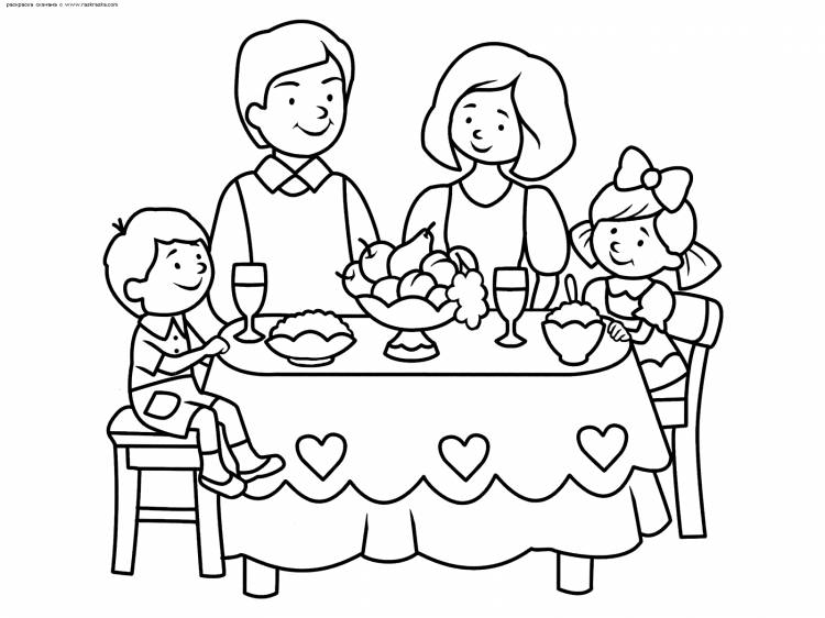 Раскраска Семейный обед