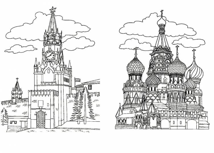 Раскраски Кремль москва для детей 