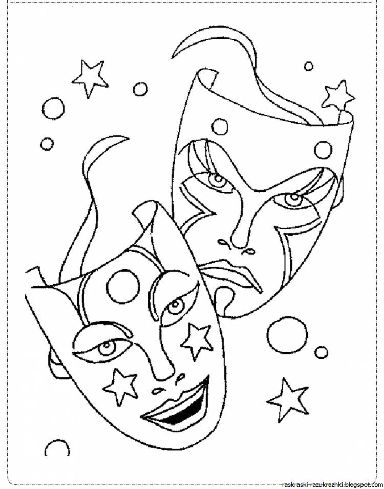 Театральные маски для срисовки карандашом легкие
