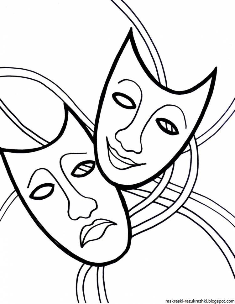Театральные маски для срисовки карандашом легкие