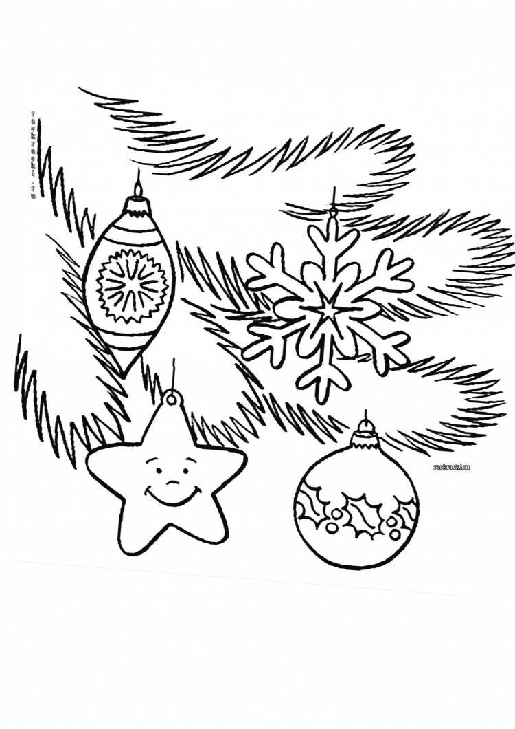 Новогодние игрушки, звезды, снежинки, сосульки, шары звезды Раскраски зима распечатать бесплатно