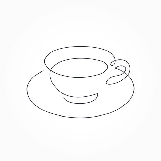 Чайная чашка с блюдцем lineart для цветной страницы