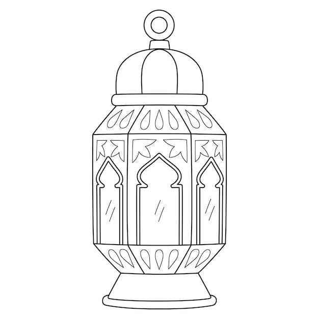 Рамадан фонарь изолированная страница раскраски для детей
