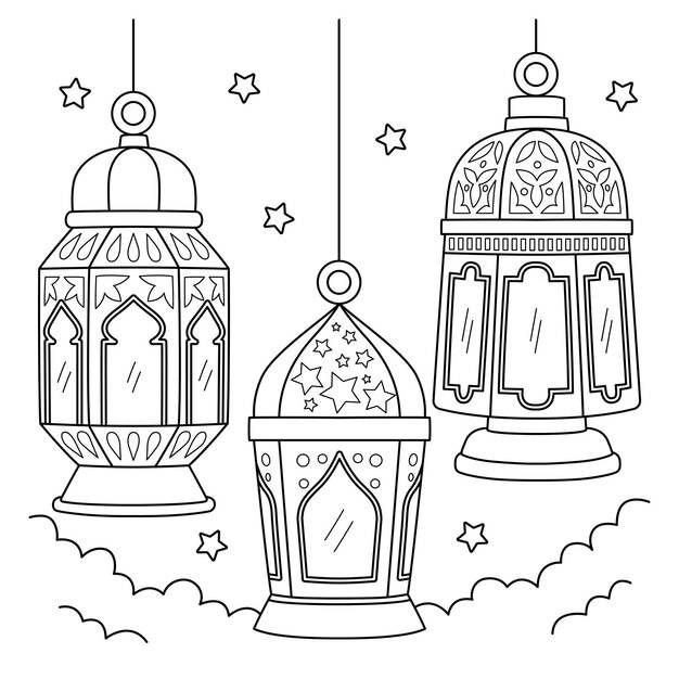 Раскраска рамадан фонарь для детей