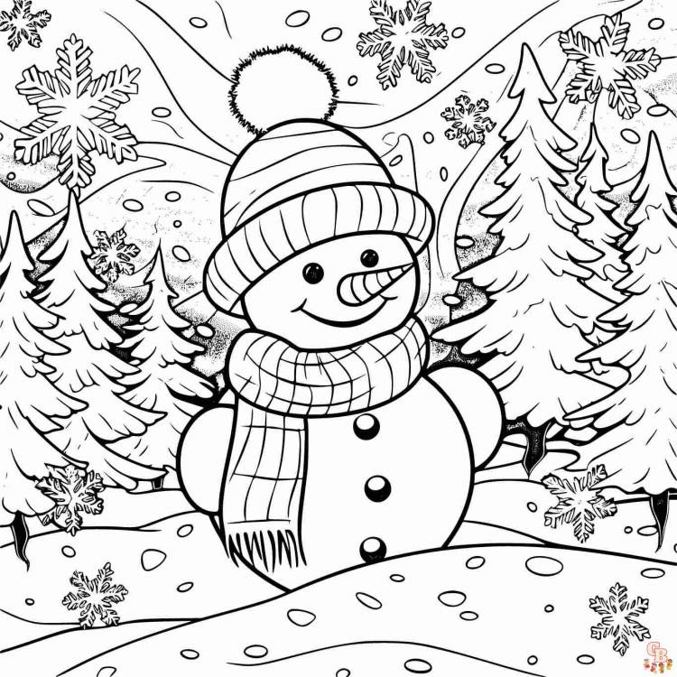 Раскраски Снеговик для печати и бесплатно для детей