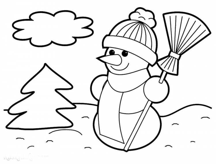 Раскраски Снеговик для детей распечатать бесплатно
