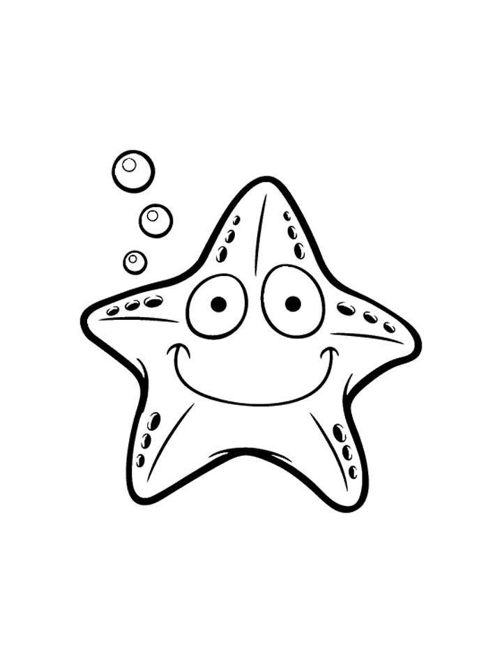 Раскраска Морская звезда распечатать бесплатно в формате А