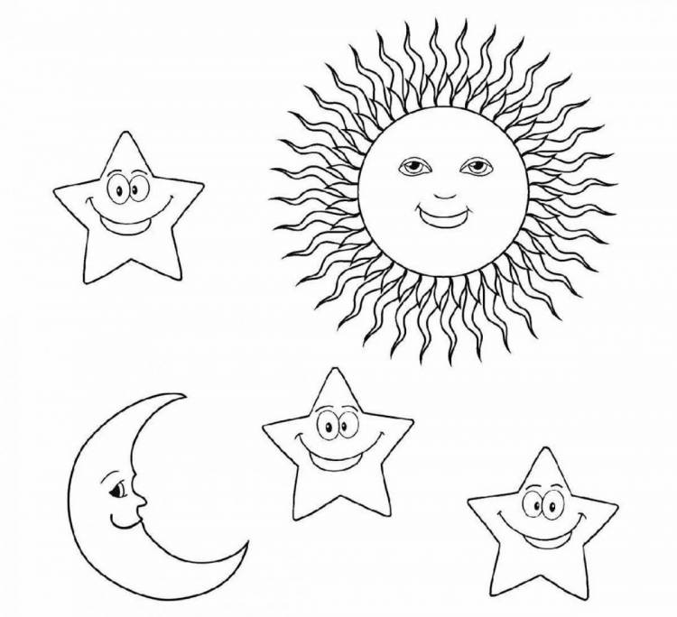 Раскраски Луна и солнце для детей 