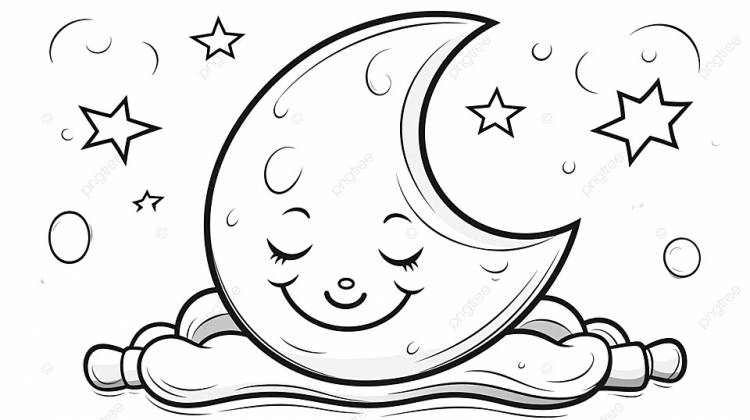 Книжка раскраска для детей нарисуйте милый мультфильм спящая луна, малышка луна, милая луна, мультфильм луна фон картинки и Фото для бесплатной загрузки