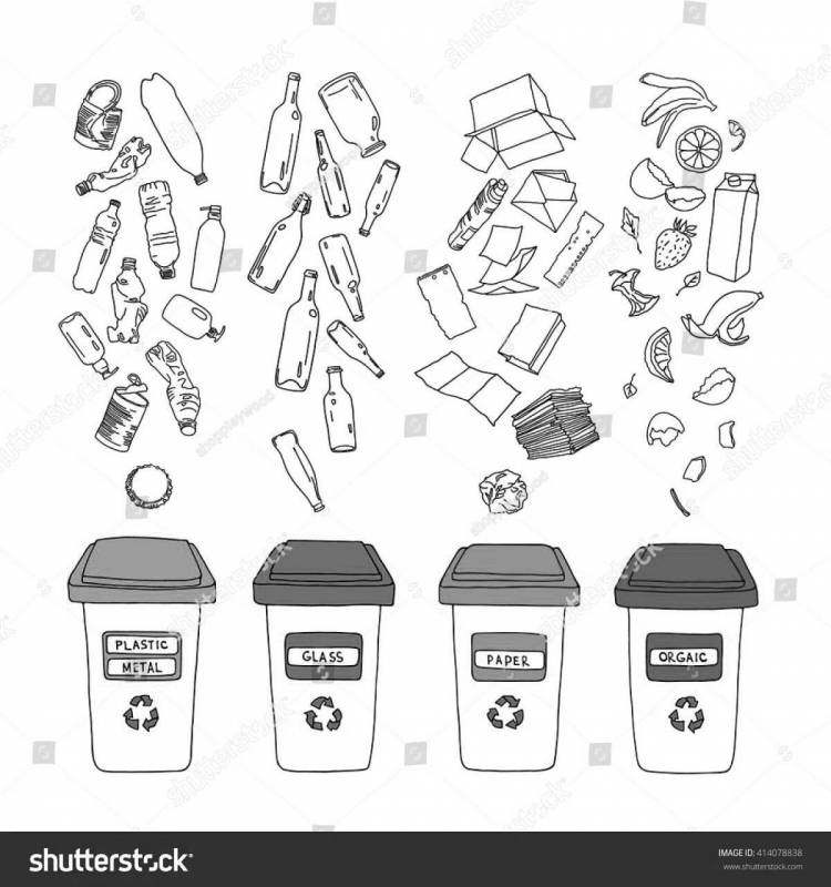 Раскраски Сортировка мусора для детей 