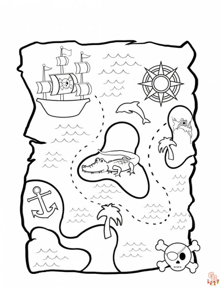 Веселые и креативные раскраски Карта сокровищ для детей и взрослых
