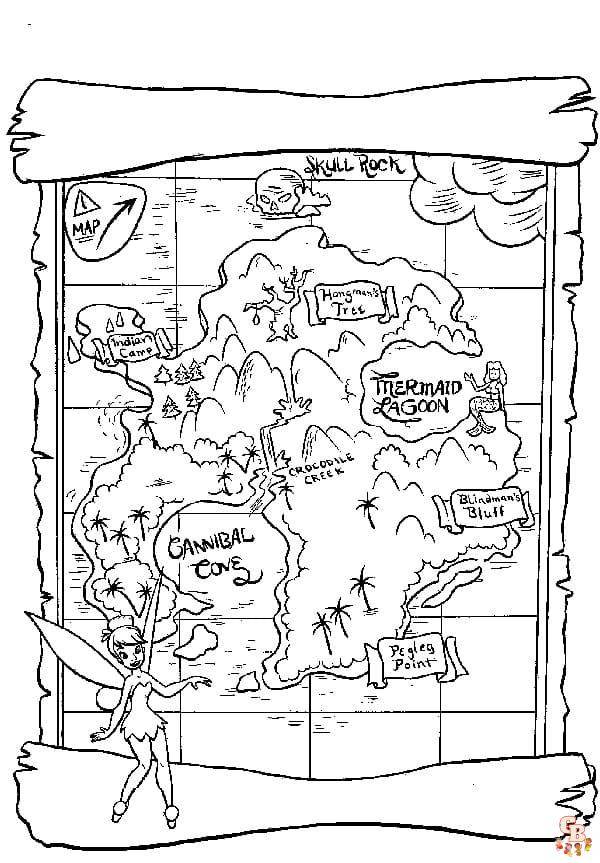 Веселые и креативные раскраски Карта сокровищ для детей и взрослых
