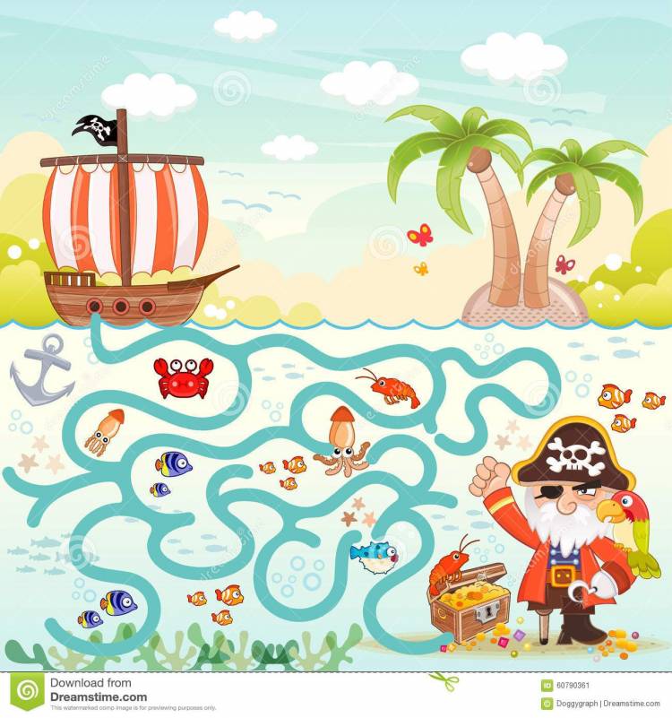 Pirati amp; labirinto del tesoro per i bambini Immagine Stock