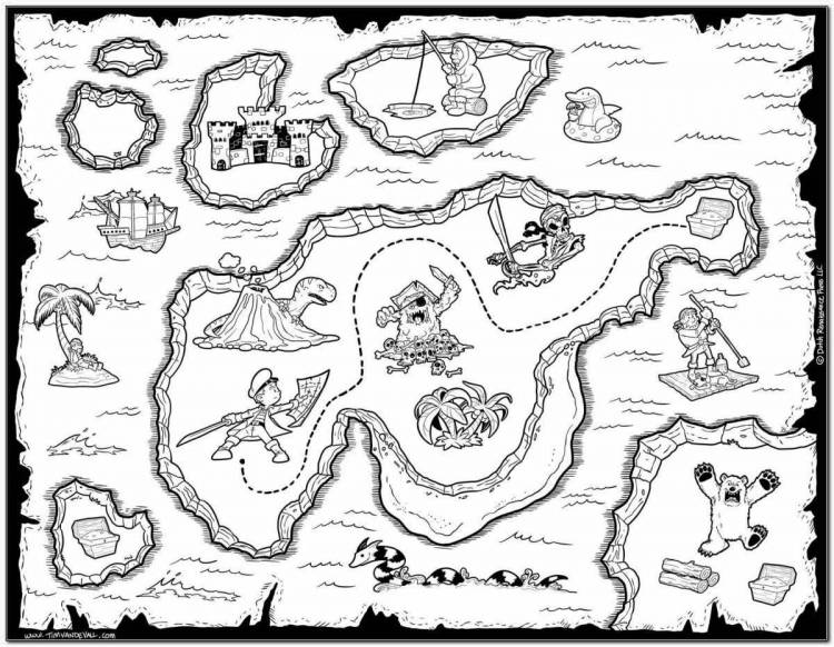 Раскраски Карта пиратская 