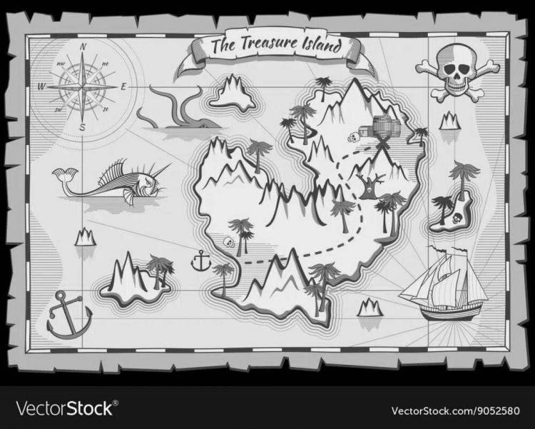 Раскраски Карта пиратских сокровищ 
